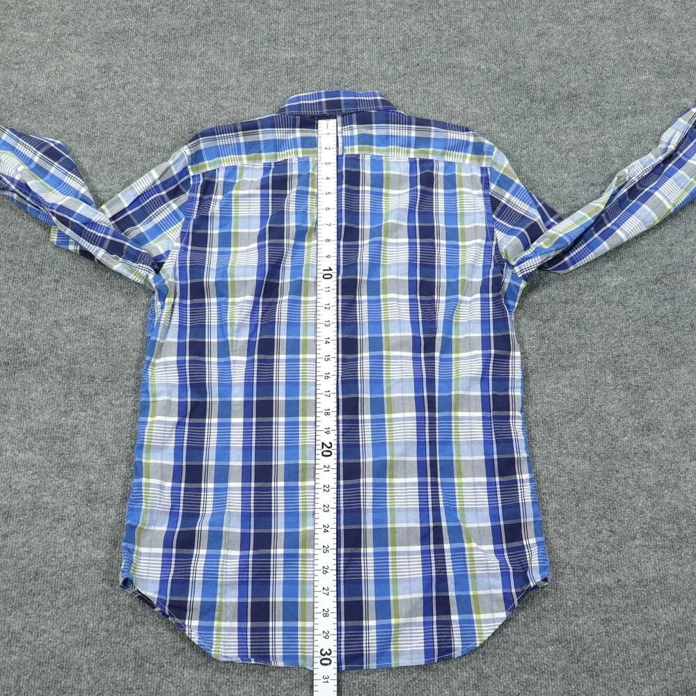 Banana Republic Shirt Mens Large Blue Plaid Long Sleeve Button Up Slim Fit